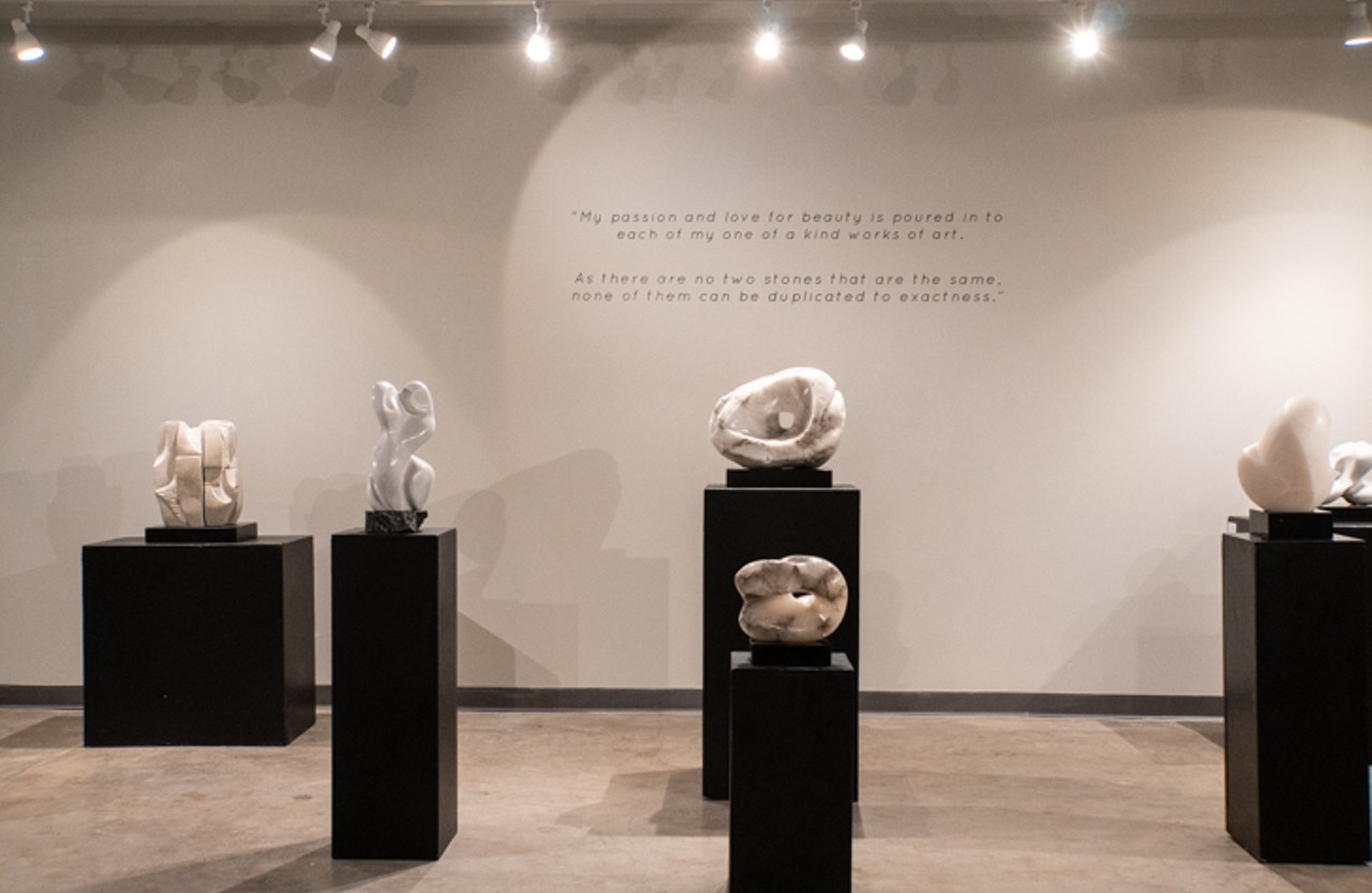 Christina Bertsos' Coaxing Beauty: A Sculptor's Discovery with Stone at ArtsXchange. This stunning display of sculptures will be at ArtsXchange through Feb. 3.