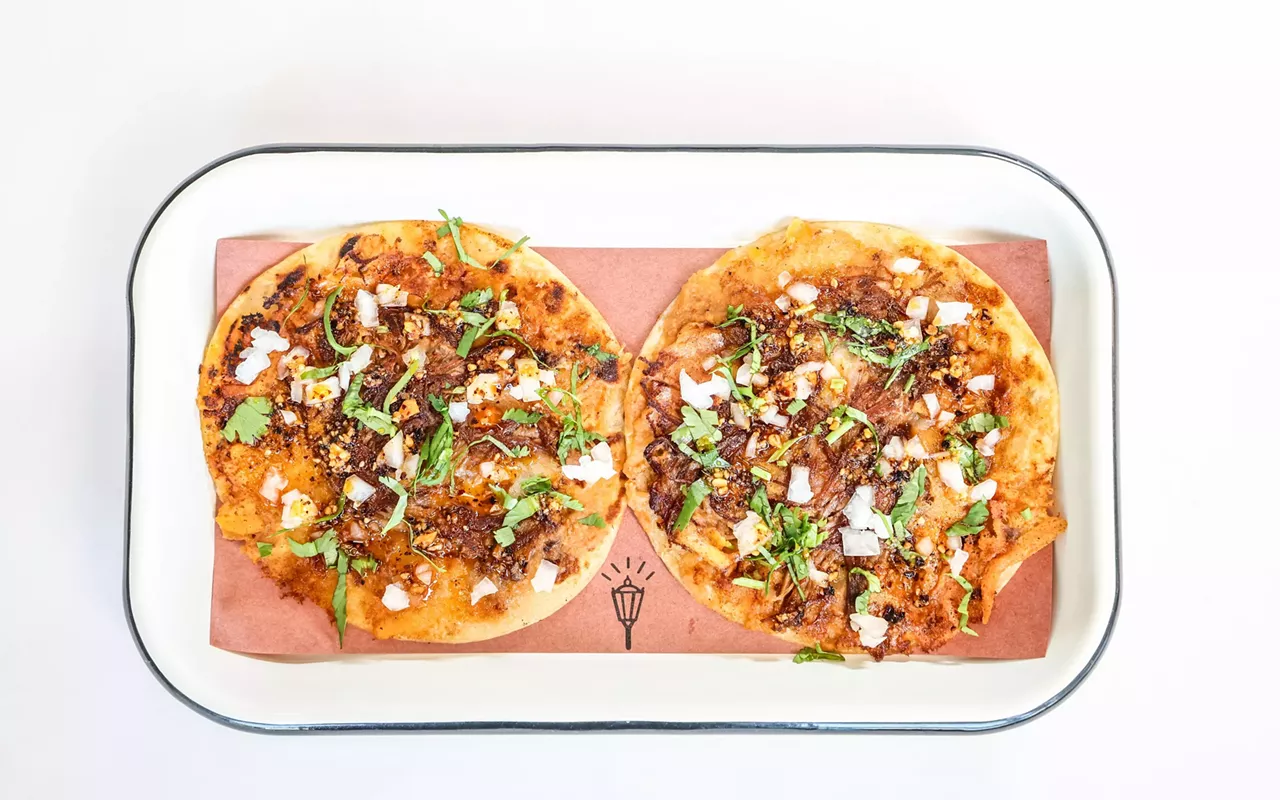Streetlight's brisket tacos on homemade tortillas.