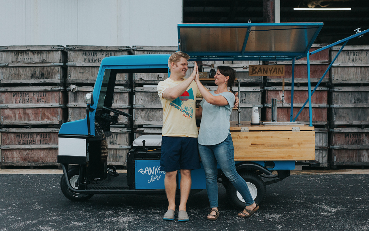Husband and wife dup Josh and Abbey Schmitt launched Banyan Coffee Co. in 2013.
