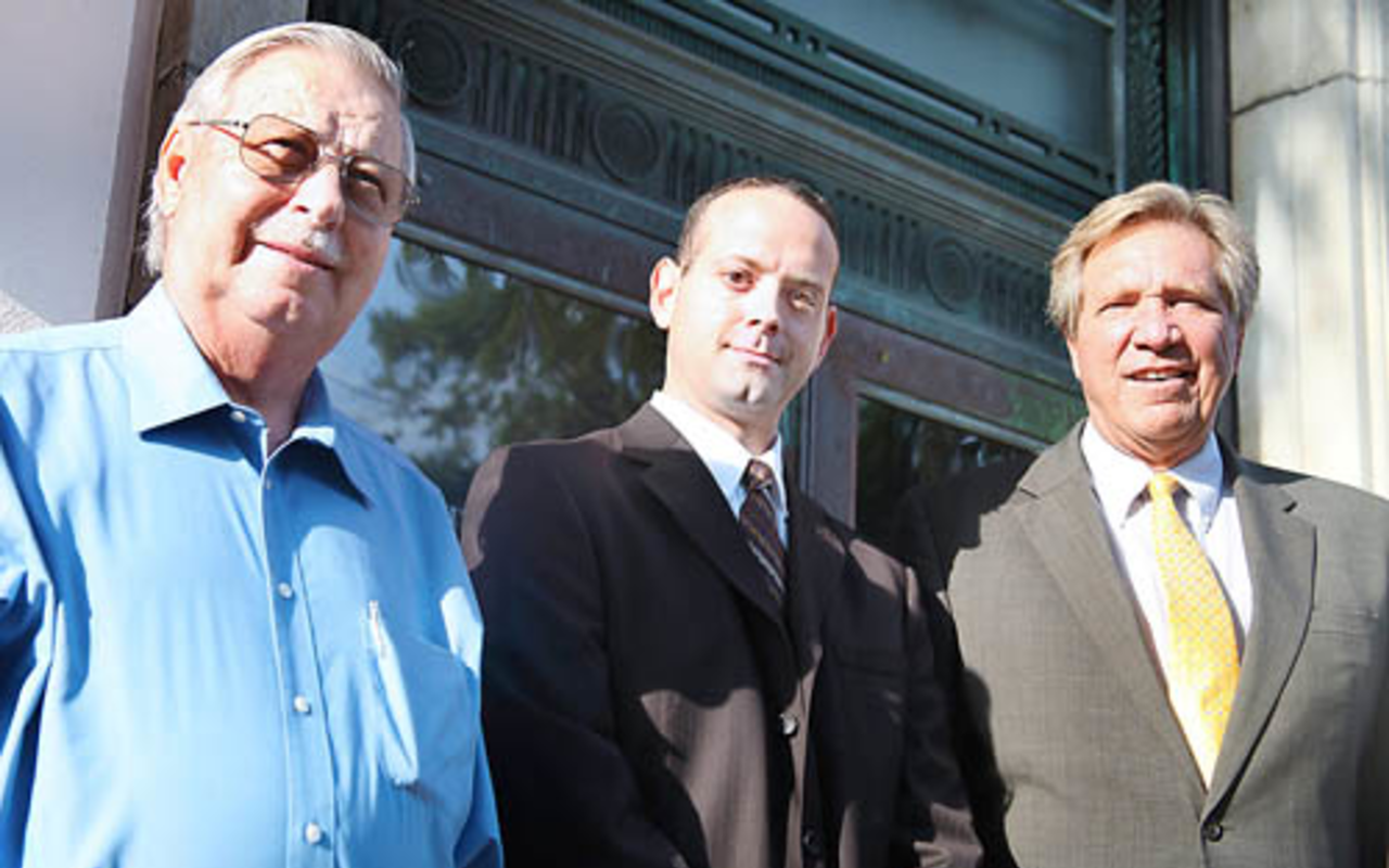 THREE TO BE: (L to R) Council candidates Kersteen, Shulman and Gerdes on the steps of St. Petersburg City Hall.