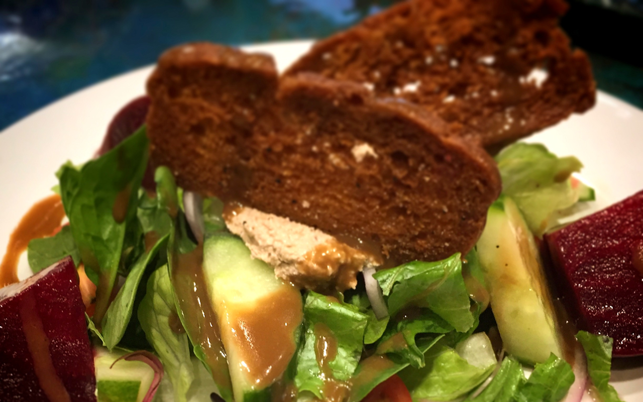 During Wednesday's Virtual Progressive Dinner tour, we tried a Craft Kafé vegan ricotta beet salad.