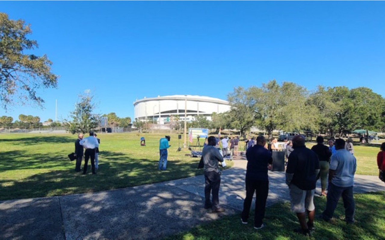 Campbell Park on Dec. 2, 2021, before St. Petersburg Mayor Rick Kriseman announced his decision on who will develop the Tropicana Field site.