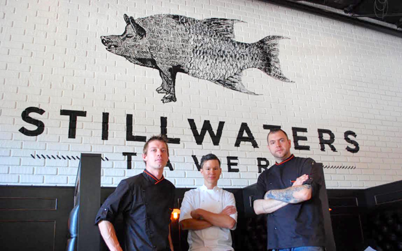 The Stillwaters culinary team of sous chef Christopher Kent, executive chef Jeffrey Jew and chef de cuisine Joshua Breen.