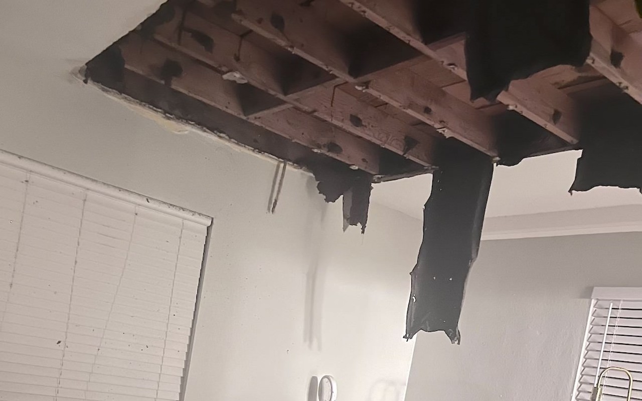 The ceiling collapsed in Wendy Castro and Mark Smalley's apartment on July 31.