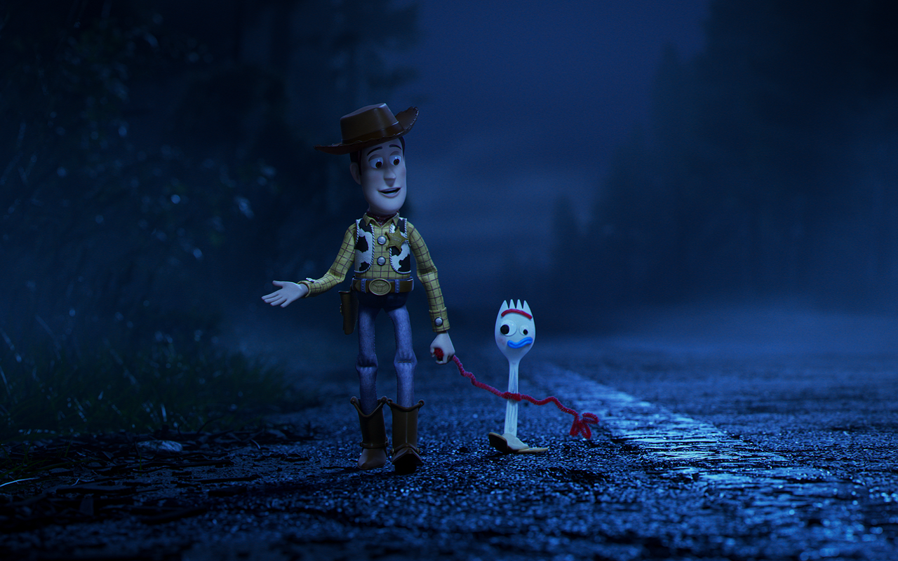 Woody (Tom Hanks, left) tries to teach Forky (Tony Hale) about the value of friendship while educating him on the purpose of toys.