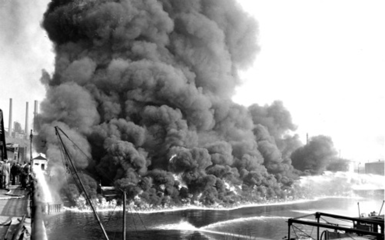 A new bill, passed by the House of Representatives and awaiting vote in the Senate, aims to strip the EPA of its authority over individual states' water quality. Pictured: The Cuyahoga River on fire in 1952. When it happened again in 1969 it helped kick start the modern environmental movement including the establishment of the Clean Water Act and the founding of the EPA.