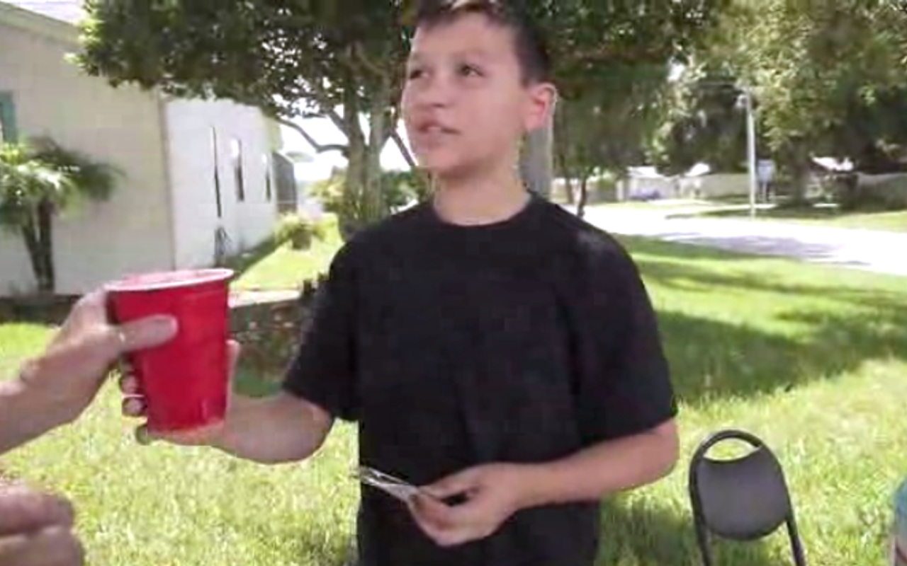 T.J. Guerrero, 12, runs his lemonade stand from a Dunedin neighborhood.