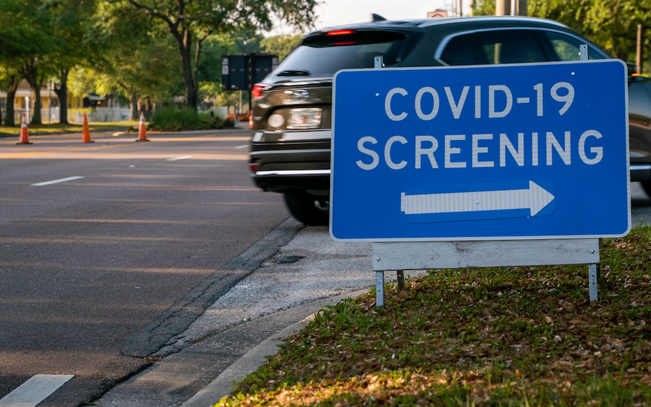 A stock image of a COVID testing site in Tampa, Florida.