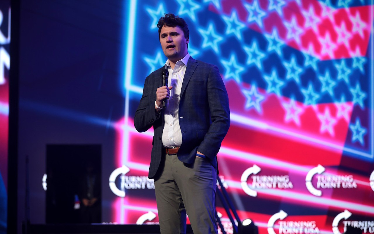 Charlie Kirk speaking with attendees at the 2021 AmericaFest at the Phoenix Convention Center in Phoenix, Arizona.
