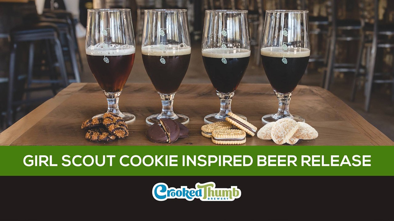 Drink some cookies at Crooked Thumb in Safety HarborThe craft brewery has brewed their annual batch of Girl Scout cookie inspired beers. S'mores Imperial Stout, Chocolate Peanut Butter Porter, Lemon Vanilla Gold Ale and Barrel Aged Chocolate Coconut Doppelbock will be ready for you to taste this weekend.Sat. & Sun., Feb. 16, 17
Photo via the Facebook event page