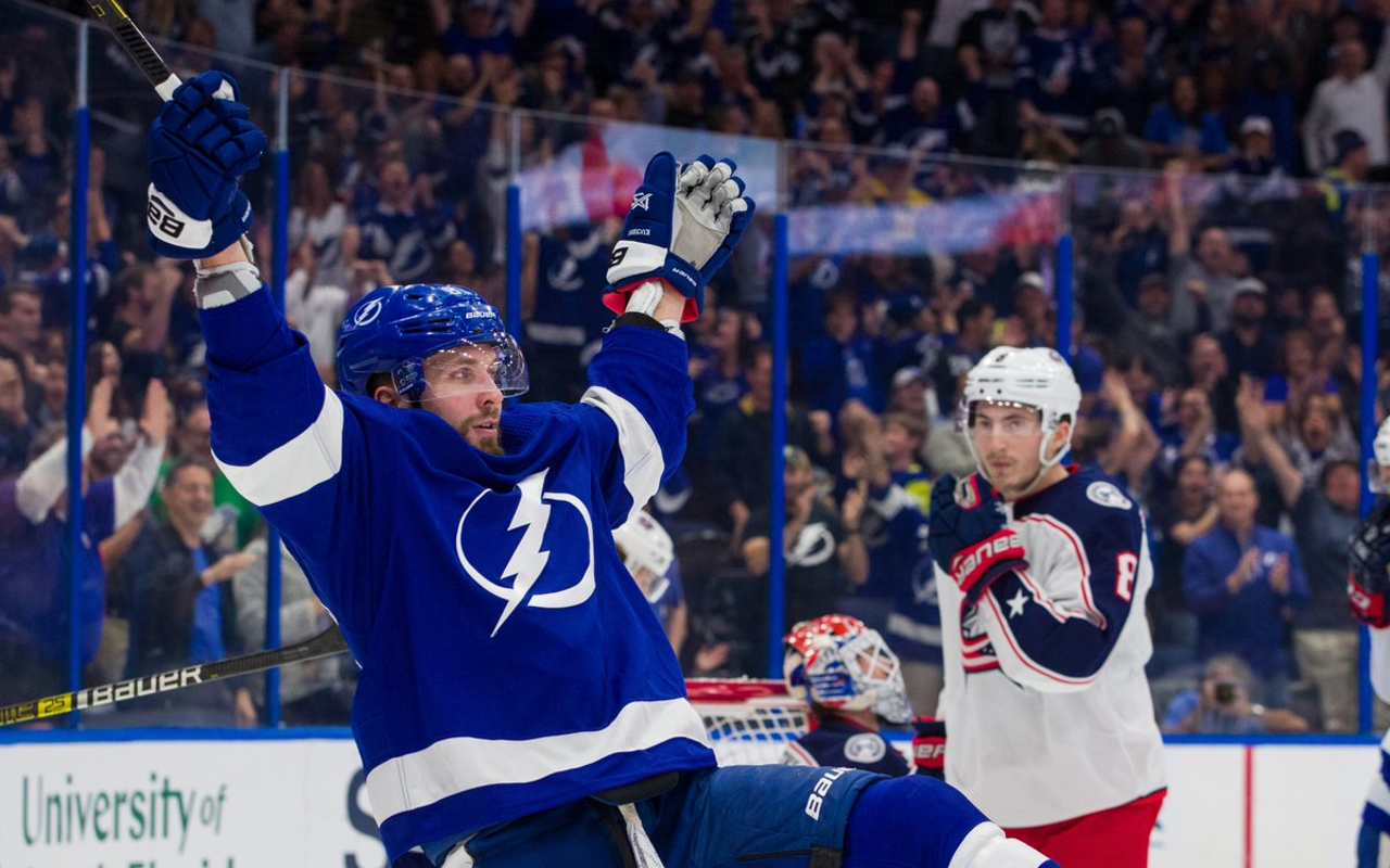 Tampa Bay Lightning right wing Nikita Kucherov during his team's 4-0 win over the Columbus Blue Jackets at Amalie Arena in Tampa, Florida on January 8, 2019.