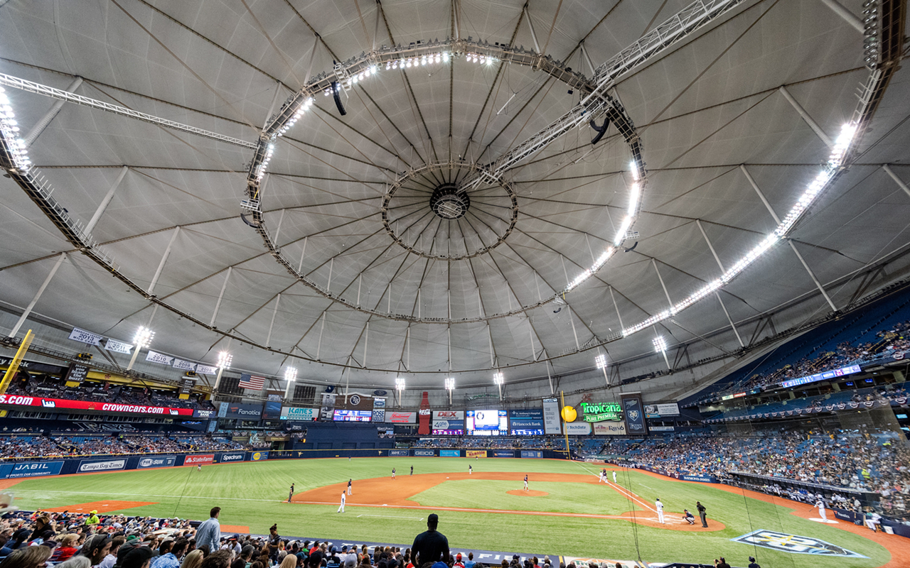 Tropicana Field, in St. Petersburg, Florida, where the Tampa Bay Rays will stop seating fans in the upper deck starting in 2019.