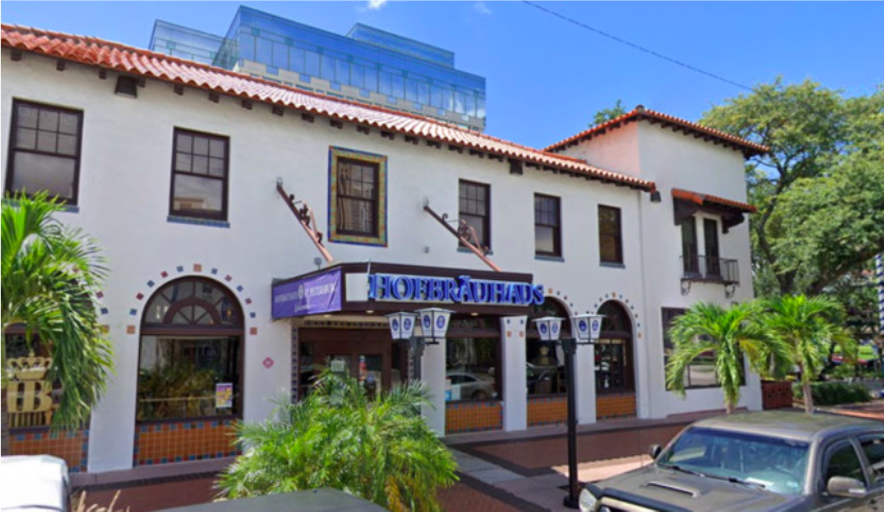 Hofbr&auml;uhaus  
123 Fourth St. S., St. Petersburg
An iconic spot for German-inspired atmosphere and eats, St. Pete&#146;s Hofbr&auml;uhaus closed down in early March after serving the St. Pete community since 2015. The bar was facing an eviction lawsuit over late rent since October. 
Photo via Google Maps
