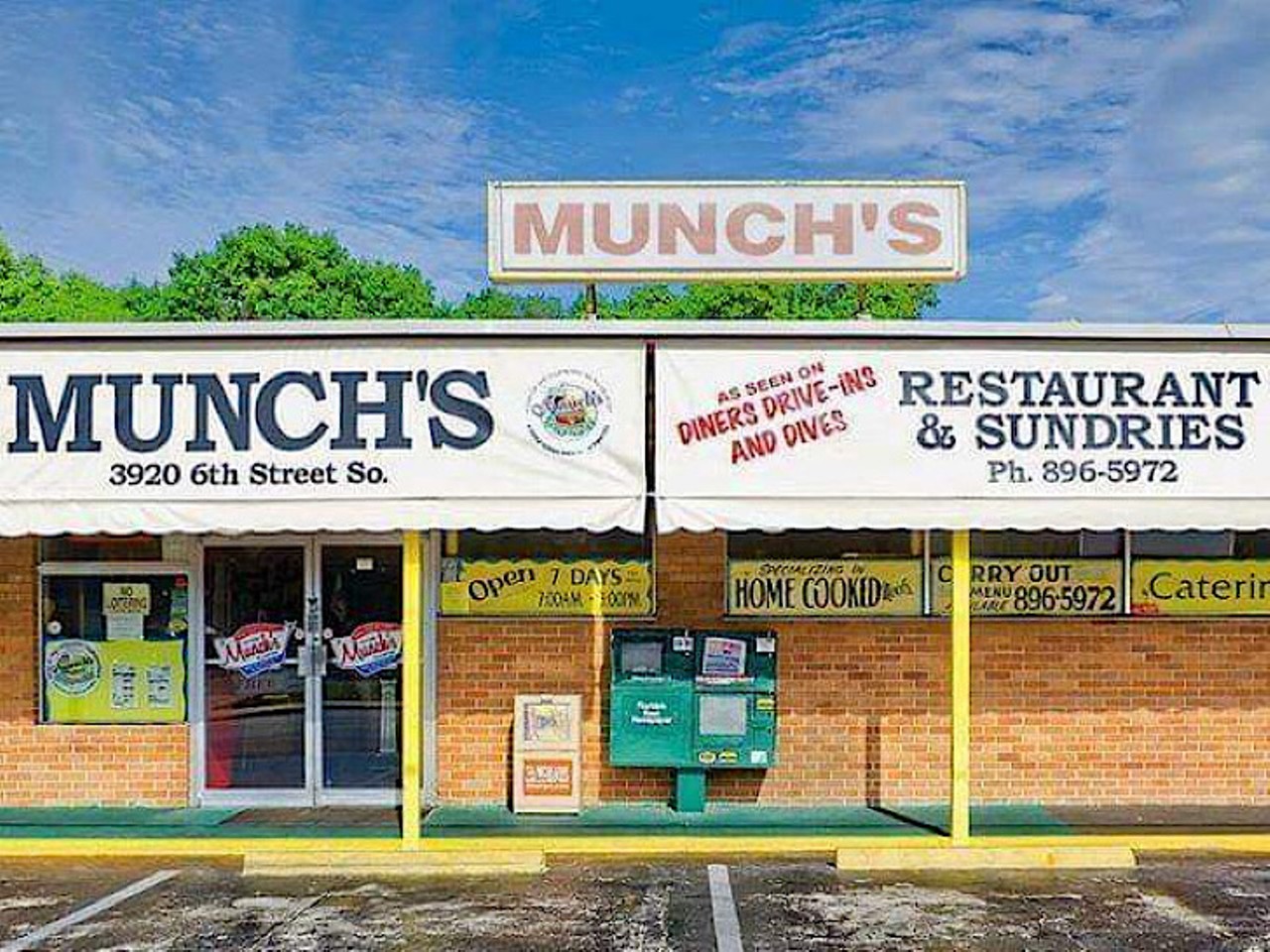 Munch&#146;s Sundries
3920 6th St. S. St. Petersburg,FL
Founded in 1952, Munch&#146;s Sundries have been quite busy since then. They&#146;ve been featured on Diners Drive Ins and Dives, as well as becoming the go-to place for many St. Pete residents. Sundries&#146; offers a huge breakfast menu, along with burgers, fries, chicken and more.
Photo via Munich&#146;s Sundries/Facebook