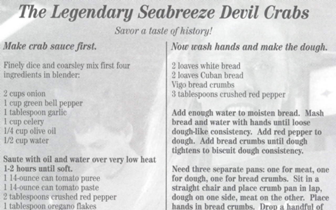 Tampa Foodways: Seabreeze By The Bay Cookbook devil crab recipe