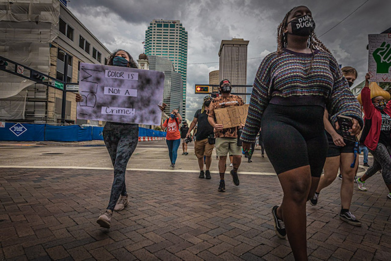 Tampa protesters mark 100 days of action by marching through Armature Works and downtown