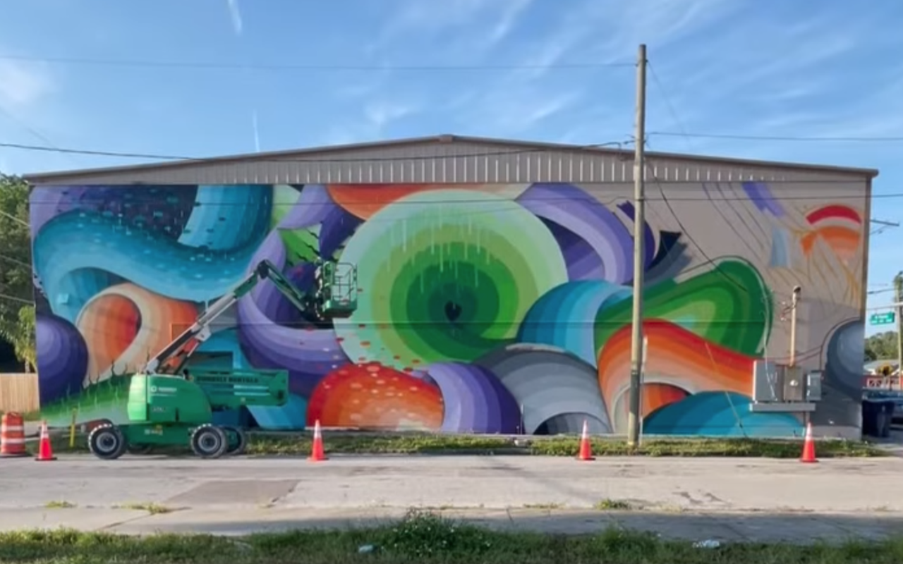 Ricky Watts' mural at the future home of Health Mutt and Common Dialect Brewing Co. in Tampa, Florida.
