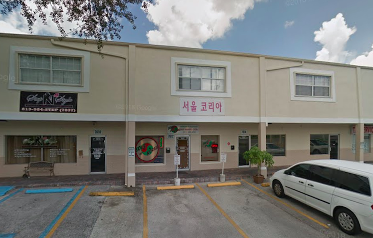 Soul of Korea  
7612 N 56th St., Tampa, 813-989-9030
Smack some chicken wings while Korean game shows are playing on the old school tv near the kitchen. 
Photo via Google Maps