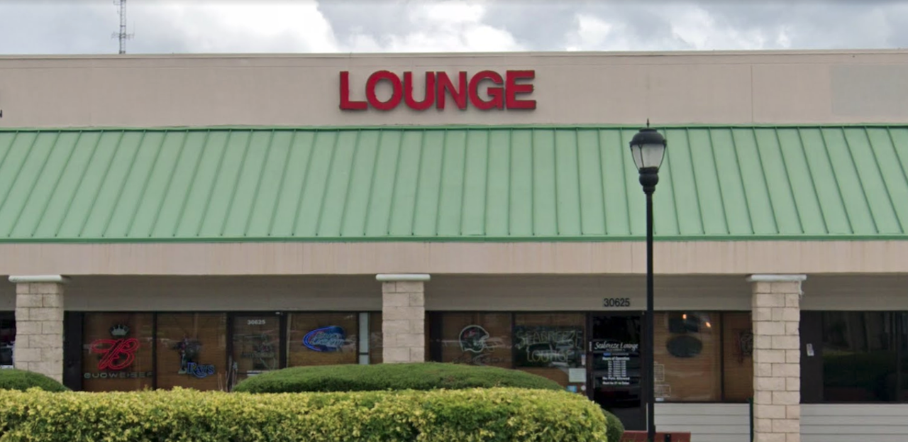 
Seabreeze Lounge 30625 U.S.-Hwy 19 N, Palm Harbor 
You know a place is going to be divey when the only indication of its presence in a strip mall is the word “lounge” in unassuming capital red letters on the facade. Seabreeze is a haven for folks who want to enjoy cheap drinks and a cigarette, but don’t sleep on the delicious “snakebite” chicken wings if you like your BBQ sauce with a little tang. Along with daily specials, there’s a pool table, darts and a bookshelf by the bathroom with random titles in case you want to pretend you’re being productive.Photo via Google Maps