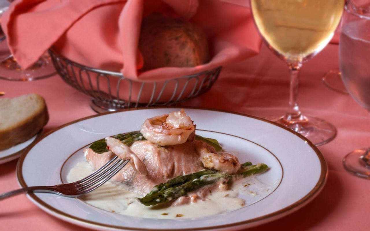 BEYOND THE SEA: Donatello's Salmone alla Stromboli adds kick with pink shrimp and crisp asparagus.