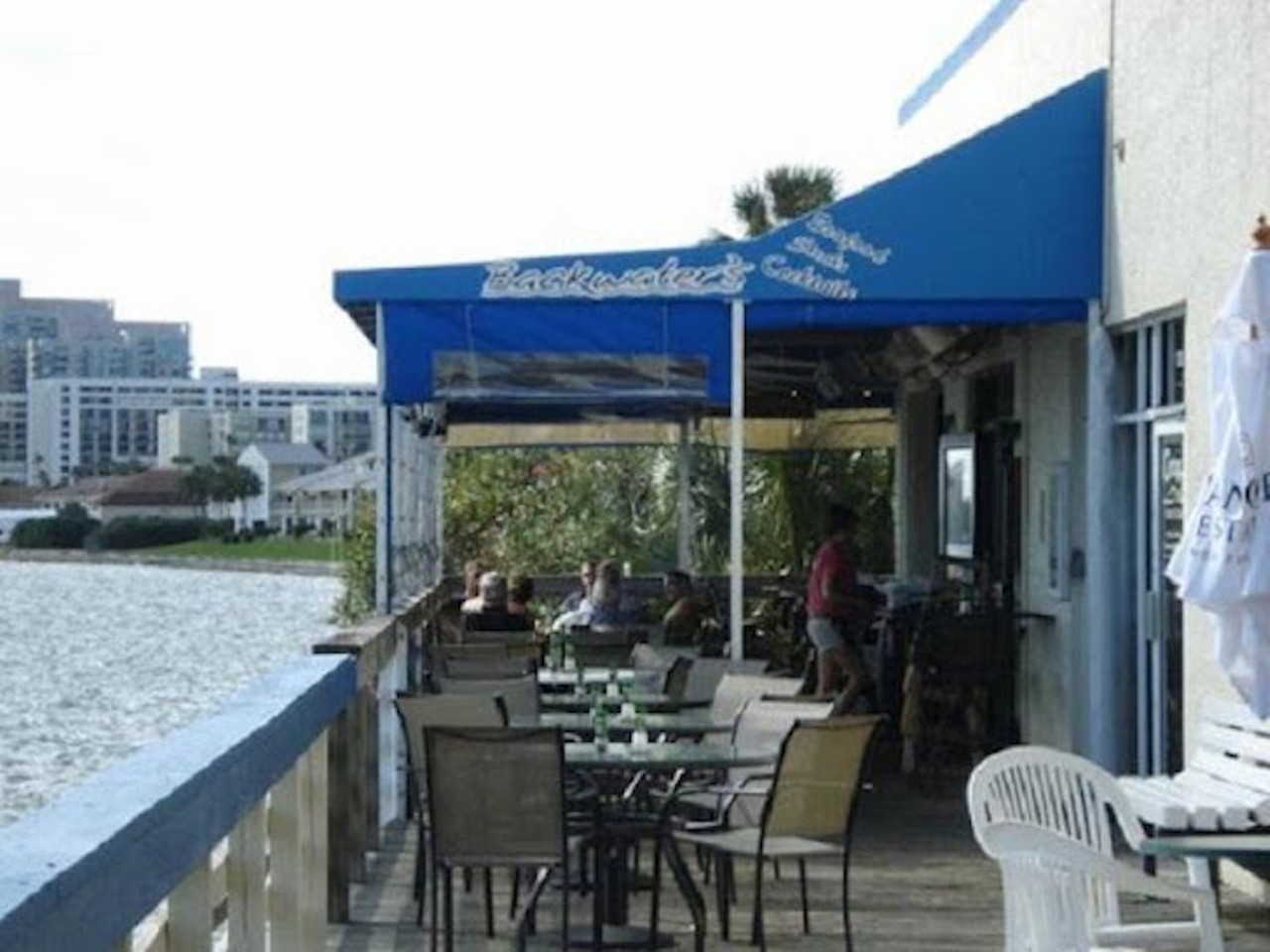 Backwaters
1261 Gulf Blvd. Clearwater, FL
Available from 2-6:30 p.m. Backwaters offers their happy hour specials, which includes 6 for $6 oysters, jumbo shrimp, 6 for $5 and a dip trio for $9. They&#146;ve also got glasses of wine for $3.95, select bottle of beer for $2.95 or a pint for $2.50. 
Photo via Google Maps