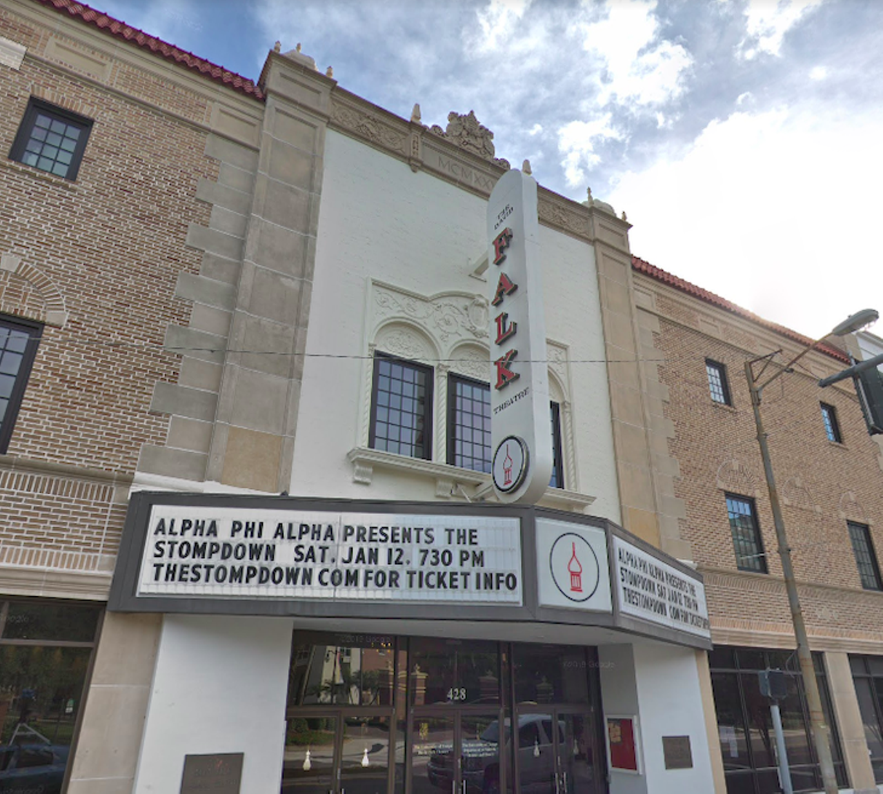 David Falk Theatre
428 W. Kennedy Blvd., Tampa, FL
What used to be Park Theatre, is now a stage at the University of Tampa. Reportedly, an actress by the name of Bessie Snavely hung herself in a third-floor dressing room, and is still roaming the theater to this day. 
Photo via Google Maps