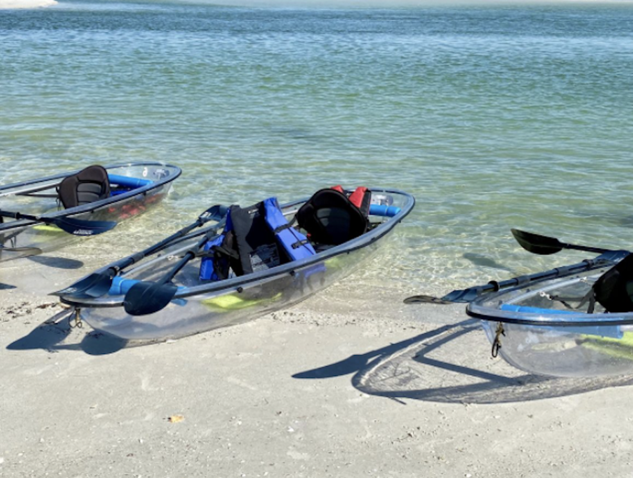 Rent a see-through canoe at Shell Key Preserve
1 Collany Rd., Tierra Verde, 727-265-2268
These literal see-through boats ensure you won’t miss a single creature that swims under you as you make your way through Shell Key. Take a guided tour through the mangrove tunnels and spot tons of local wildlife like manatees and dolphins.  
Photo via Get Up and Go Kayaking website