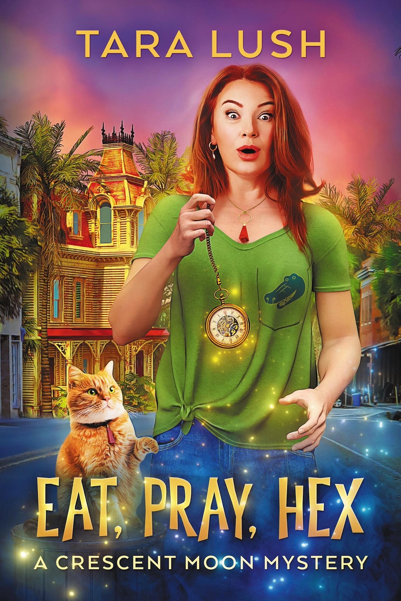 ‘Eat, Pray, Hex’ By Tara Lush
In Crescent Moon Mysteries Book 1, a perimenopausal woman inherits a supposedly haunted Florida inn and has to use newfound psychic powers to help a deceased relative solve a murder. Journalist and crime fiction author Tara Lush delves into the cozy paranormal mystery featuring a middle-aged protagonist and a cat named Freddie Purrcury. (Independently published)
Photo via taralush.com
