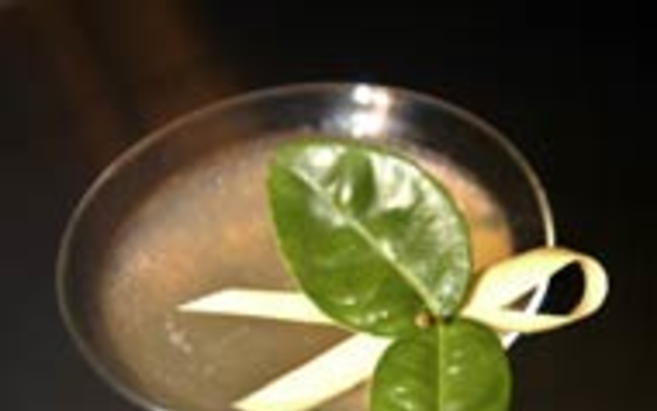 CLEAN AND GREEN: Restaurant BT's Kaffir lime leaf lemongrass martini.