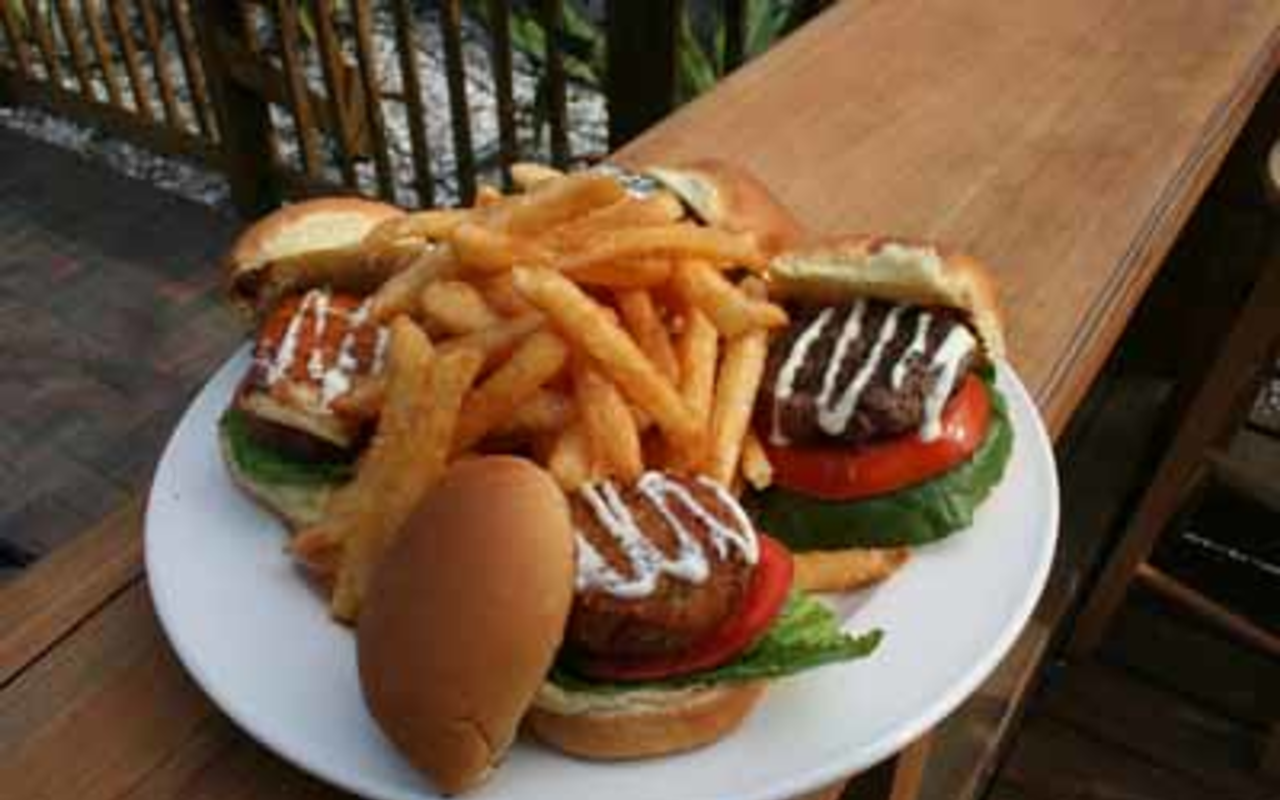 LIKE BURGERS, ONLY SMALLER: The Bungalow's surf and turf sliders feature tuna, grouper, crab cake and beef.