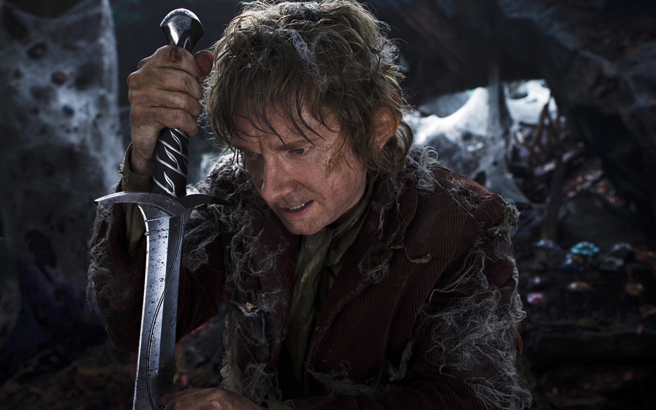 THE HOBBIT: Bilbo (Martin Freeman) prepares for battle in The Desolation of Smaug.