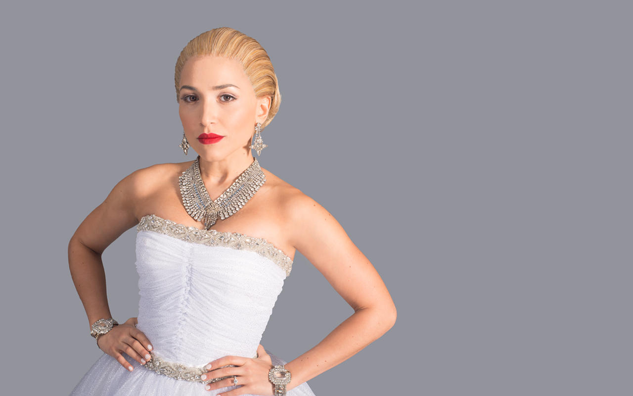 Puerto Rico's Ana Isabelle leads the Evita cast, as  Argentina's First Lady Eva Peron.
