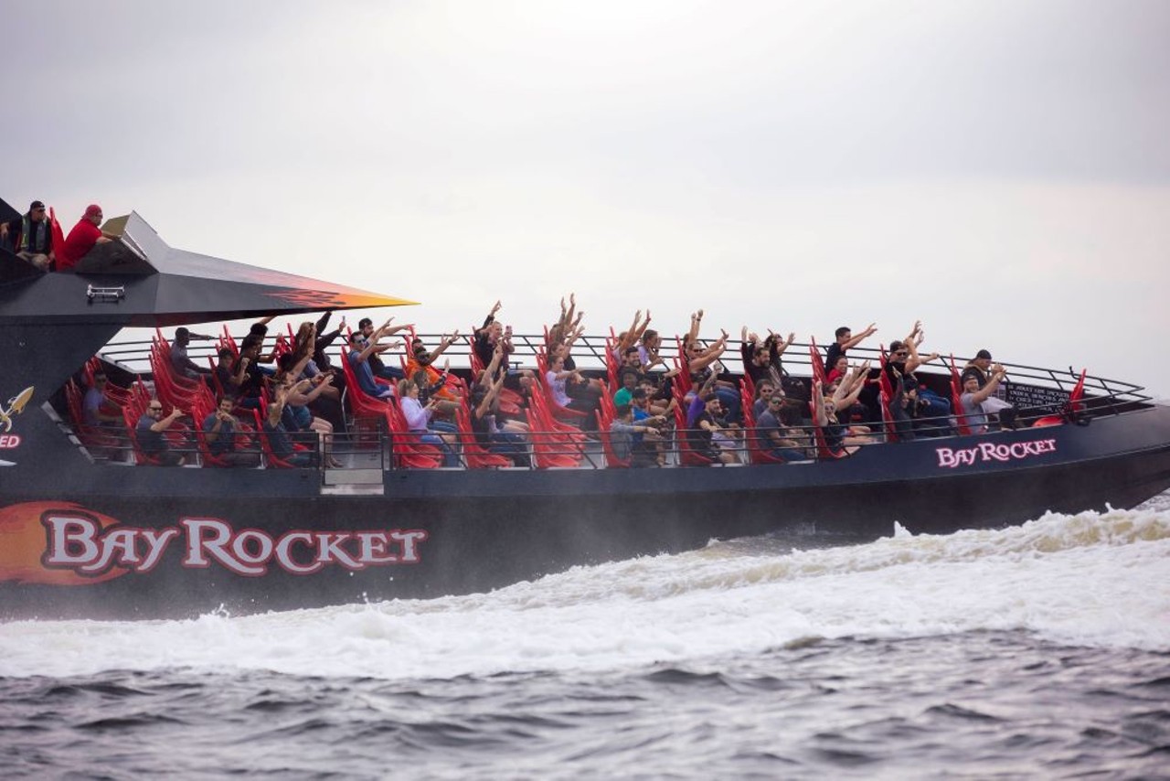 Bay Rocket
(813) 223-7999
If you are looking for an adrenaline-filled adventure check out Bay Rocket. The 2,800-horsepower speedboat gives guests a calm tour out of the Bay, then speeds up to do 180-degree spins and bow dips. Make sure not to wear anything fancy, there's a high chance of getting soaked.
Photo via Bay Rocket Tampa/Facebook