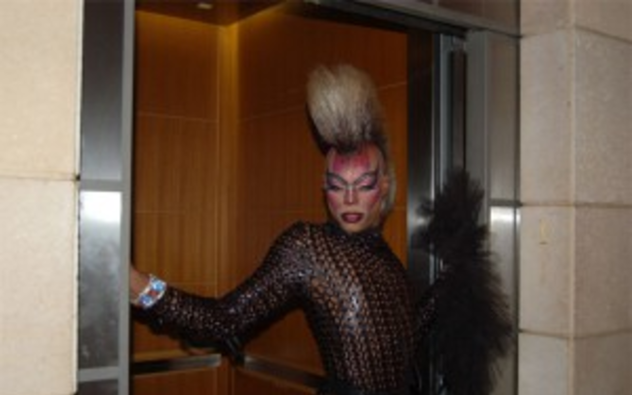 An costumed elevator operator at last year's Pride & Passion