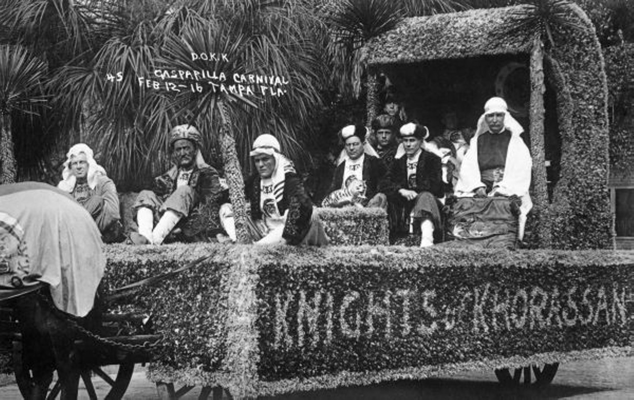 Gasparilla festival Knights of Khorassan float, circa 1915
