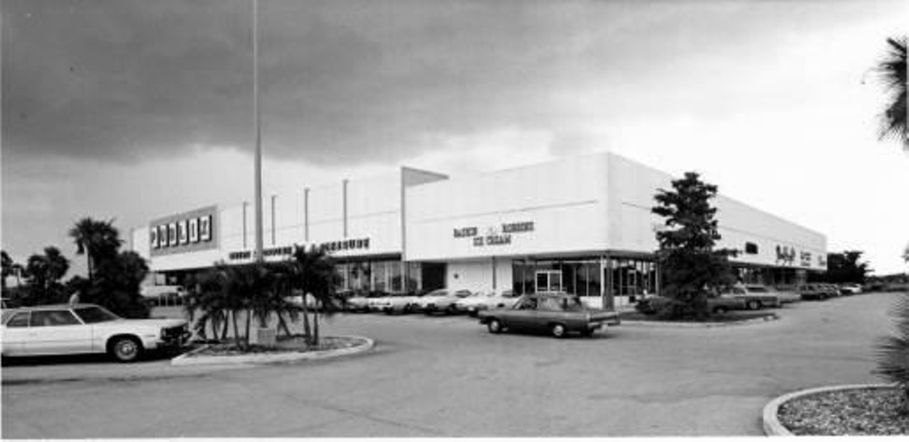 Shopping center with Baskin Robbins and Publix stores - Fort Lauderdale, Florida, 1974.