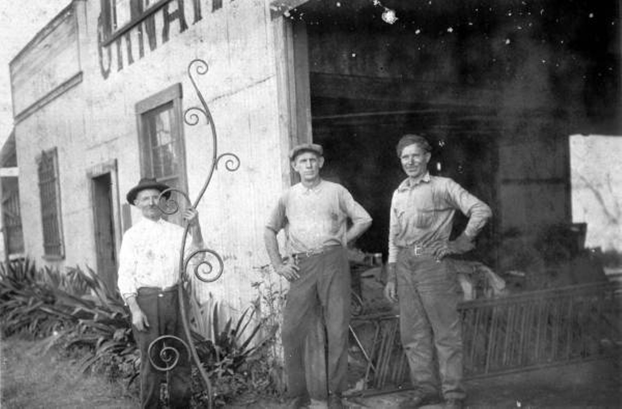 Tampa Forge & Ornamental Iron Works. The founder of the company Joseph G. Christ is in the center. 1920s.