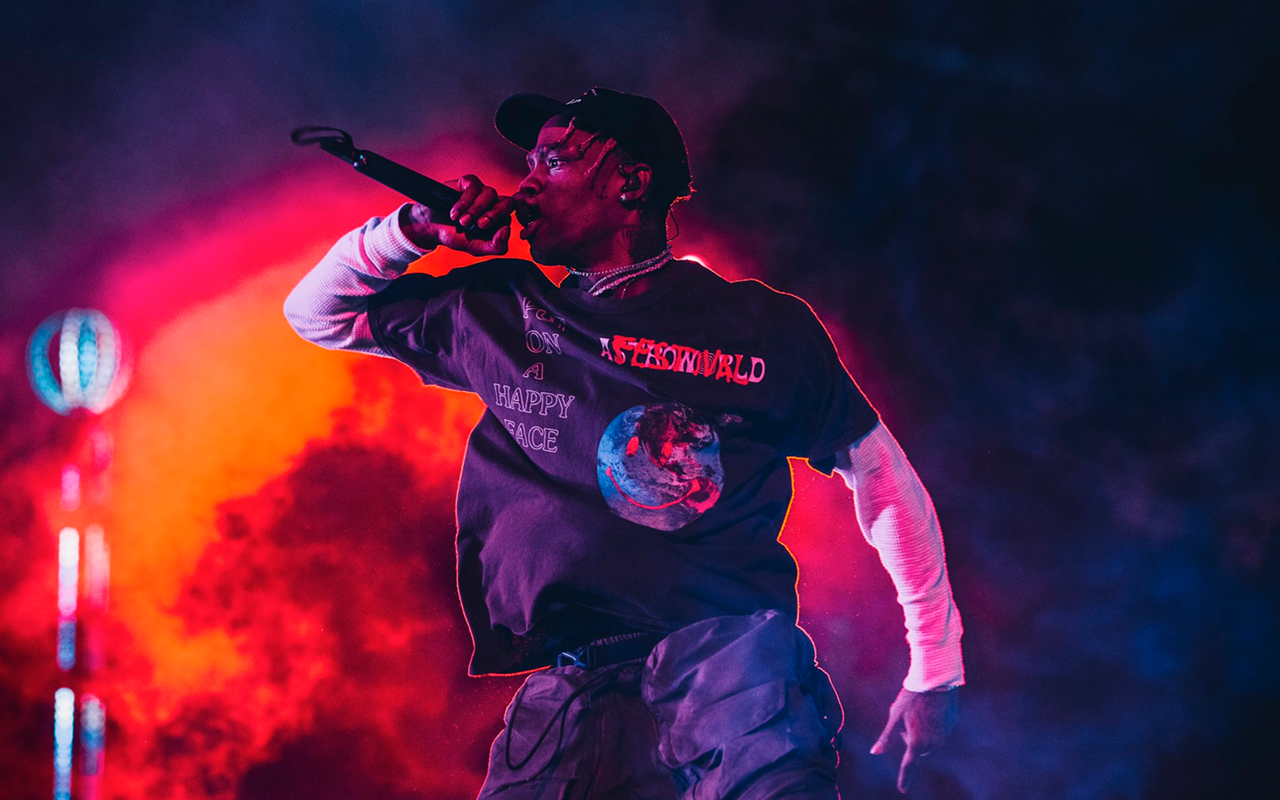 Travis Scott performing at Astroworld Festival in Houston, Texas on November 17, 2018.