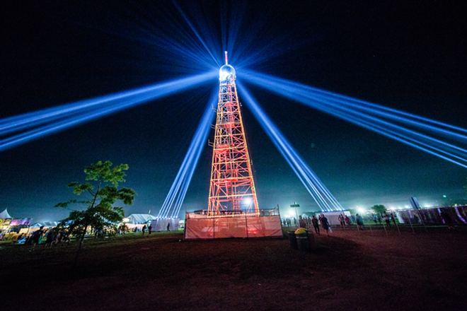 The tower separates much of Centeroo and general camping. Many people were robbed either at their camps or inside of Centeroo at a concert. - Bonnaroo Music and Arts Festival