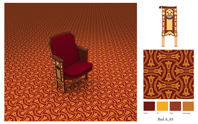A rendering of the new seats and carpeting planned for Tampa Theatre. - courtesy tampa theatre
