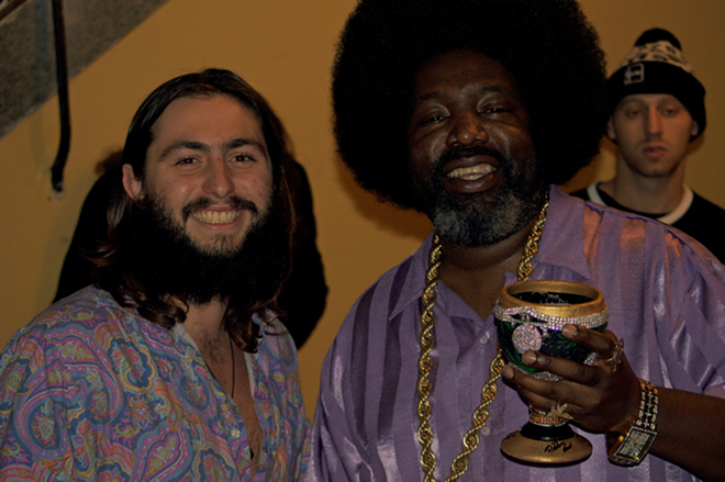 Writer, Michael Fritz, posed for a picture with Afroman out front before he invited us backstage - Kaylee LoPresto