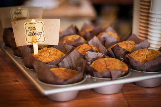 The café carries an assortment of fresh baked goods, including muffins. - Michael Powless