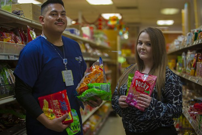 Tampa's Alicia Burns and Elliott Rosado spend their lunch hour at Oceanic Oriental Market. The pair browse the store occasionally "just for fun." - Kimberly DeFalco