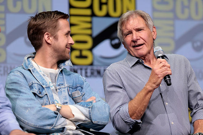 Ryan Gosling and Harrison Ford in Blade Runner 2049. - Gage Skidmore via Flickr/CC