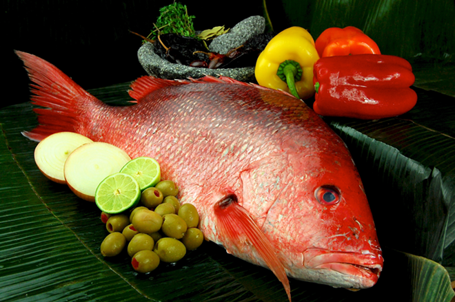 Ingredients that Hall uses to create Huachinango a la Veracruzana, or red snapper. - Suegra Tequila Cantina