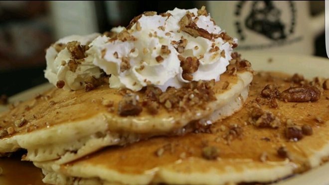 With every order, free cinnamon swirl pancakes are in store for the weekend grand opening. - Breakfast Station
