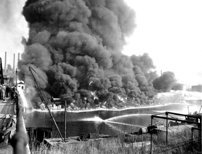 A new bill, passed by the House of Representatives and awaiting vote in the Senate, aims to strip the EPA of its authority over individual states' water quality. Pictured: The Cuyahoga River on fire in 1952. When it happened again in 1969 it helped kick start the modern environmental movement including the establishment of the Clean Water Act and the founding of the EPA. - Wikipedia