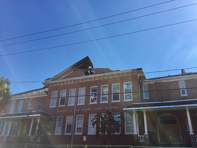 Tampa Heights' historic Lee Elementary after the post-Irma fire. - Linda Saul-Sena