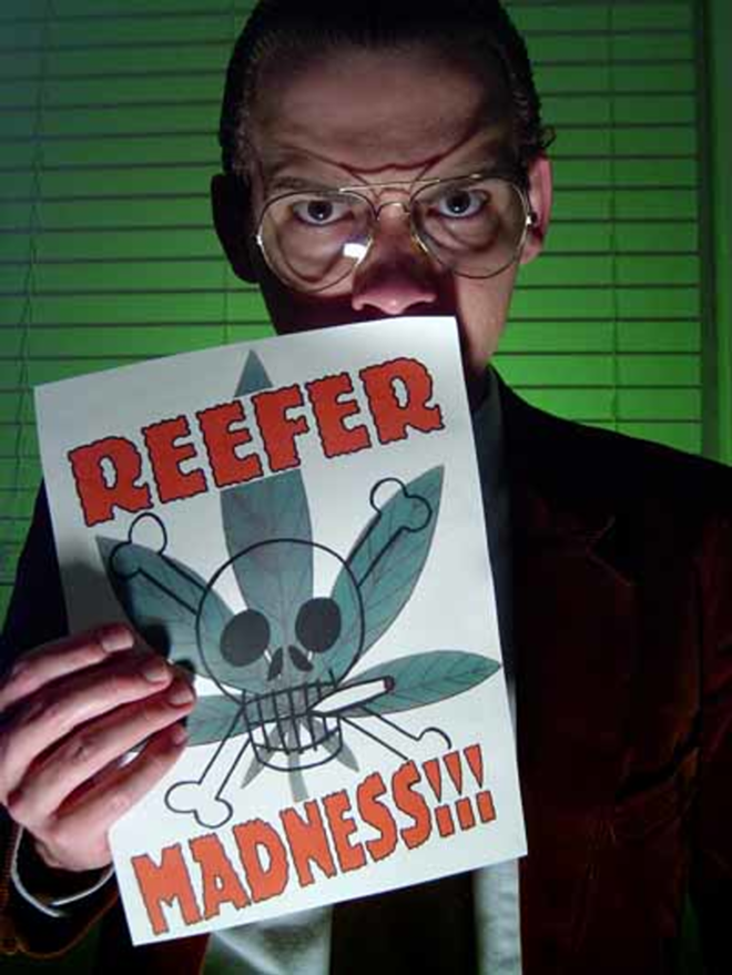 DOOBIE DOOBIE DON'T: T. Scott Wooten as the pot-fearing Dr. Alfred Carroll in the American Stage production of Reefer Madness. - Courtesy American Stage
