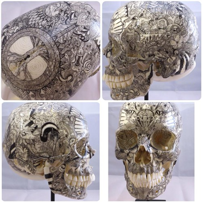 JOSHUA WHITEHEAD - A HEAD ABOVE: Joshua Whitehead's hand-drawn skulls will be on display at St. Pete's Dark Arts Saturday night.